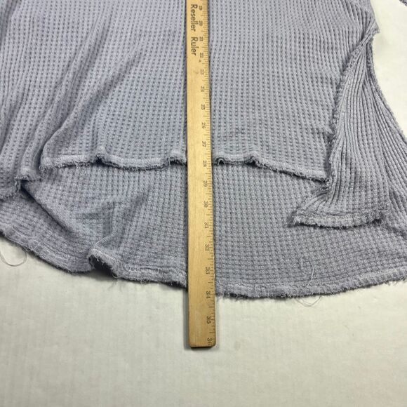Free People Asymmetric Shirt Periwinkle Oversized Waffle Knit Thermal Top XL - Picture 6 of 11
